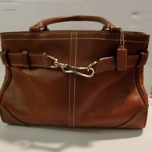 Coach Hampton British Tan Leather Satchel Handbag